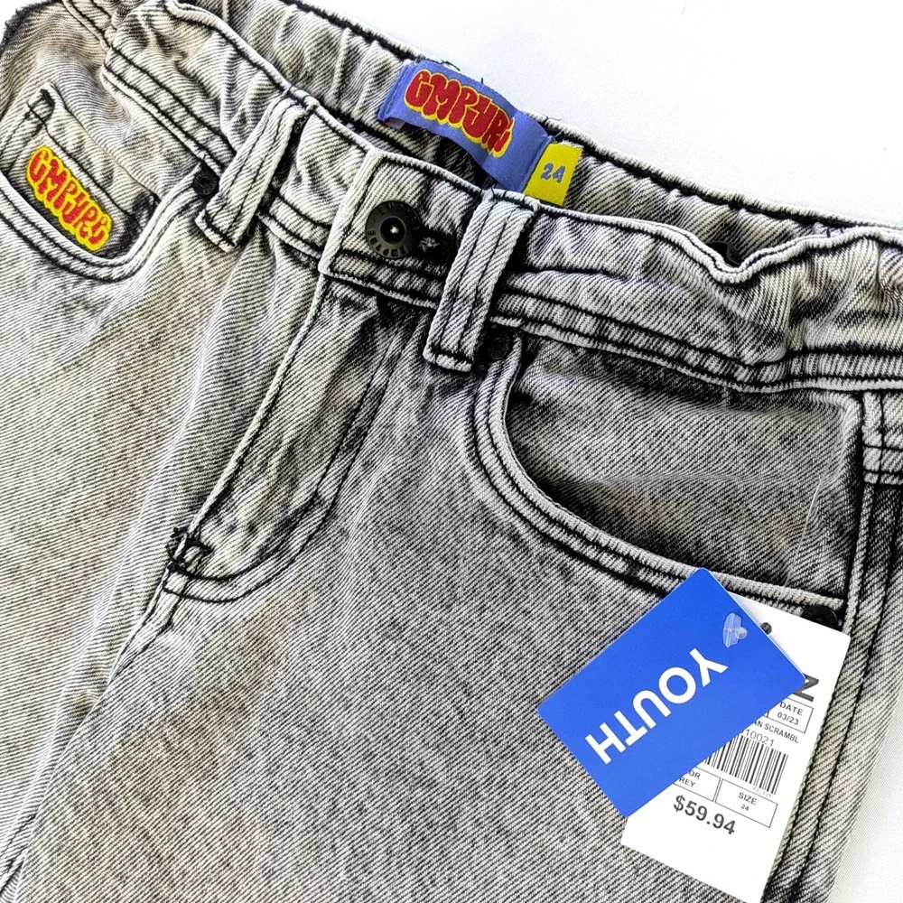 Empyre Relax Loose Fit Jeans Boy's Youth 24 Grey Acid Wash Skate Denim 24x26 NWT